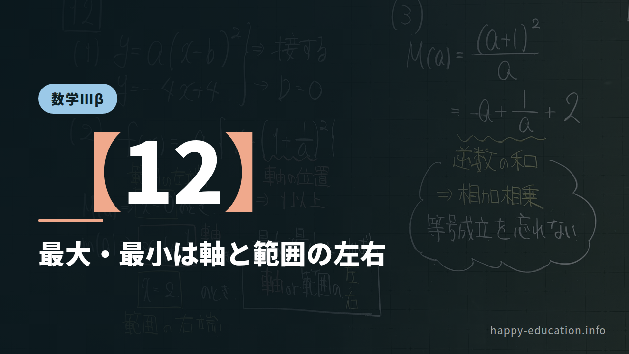 数学Ⅲβ【12】最大・最小は軸と範囲の左右 ― 相加相乗で仕上げる